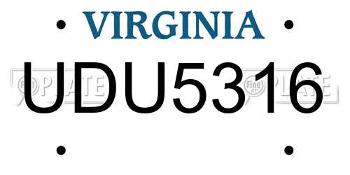 UDU5316 Virginia License Plate