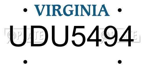 UDU5494 Virginia License Plate