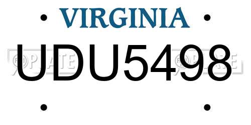 UDU5498 Virginia License Plate