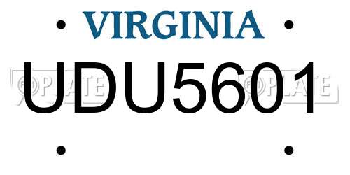 UDU5601 Virginia License Plate
