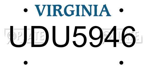 UDU5946 Virginia License Plate