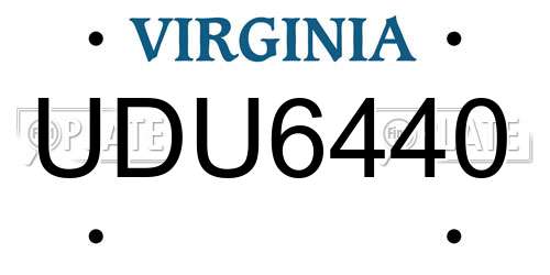 UDU6440 Virginia License Plate