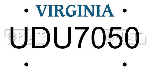 UDU7050 Virginia License Plate