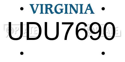UDU7690 Virginia License Plate