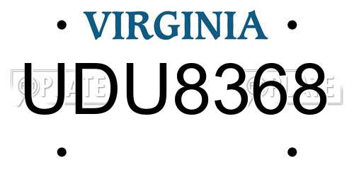 UDU8368 Virginia License Plate
