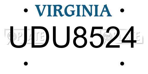 UDU8524 Virginia License Plate