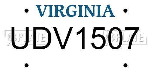UDV1507 Virginia License Plate