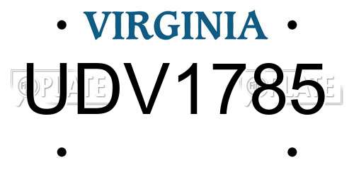 UDV1785 Virginia License Plate