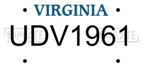UDV1961 Virginia License Plate