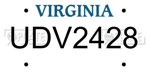 UDV2428 Virginia License Plate