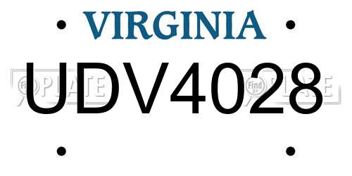 UDV4028 Virginia License Plate