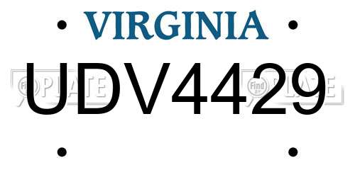 UDV4429 Virginia License Plate