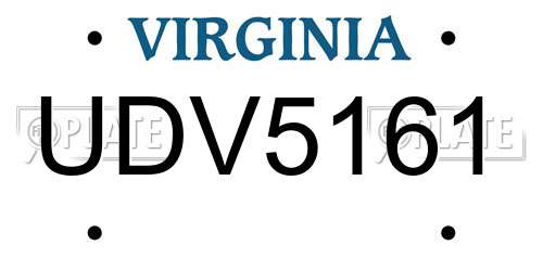 UDV5161 Virginia License Plate