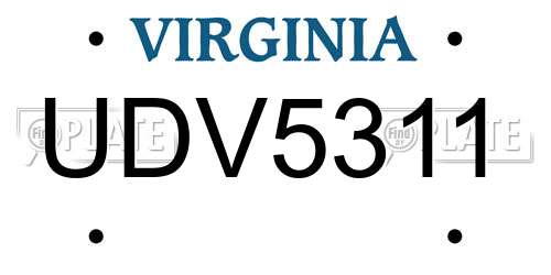 UDV5311 Virginia License Plate