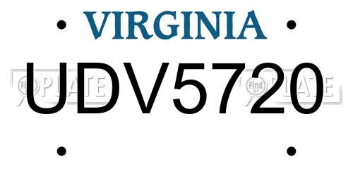 UDV5720 Virginia License Plate