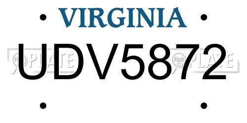 UDV5872 Virginia License Plate