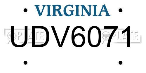 UDV6071 Virginia License Plate