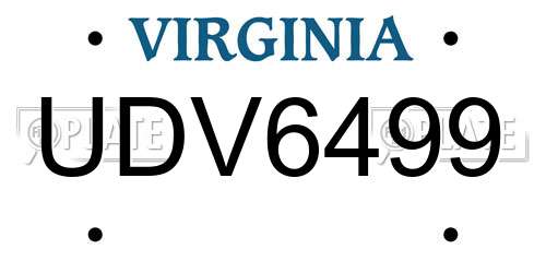 UDV6499 Virginia License Plate