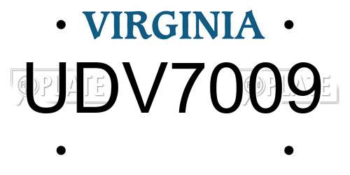 UDV7009 Virginia License Plate