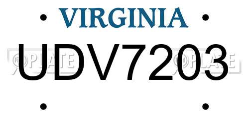 UDV7203 Virginia License Plate
