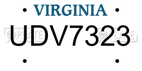UDV7323 Virginia License Plate