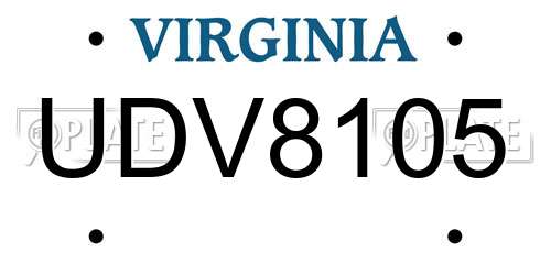 UDV8105 Virginia License Plate