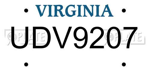 UDV9207 Virginia License Plate