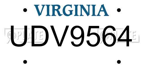 UDV9564 Virginia License Plate