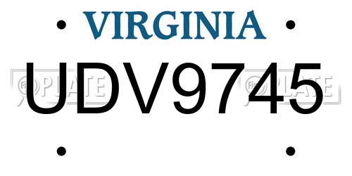 UDV9745 Virginia License Plate