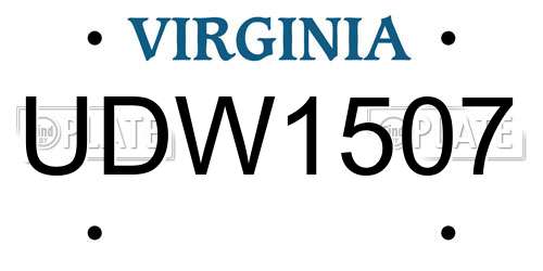 UDW1507 Virginia License Plate