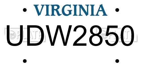 UDW2850 Virginia License Plate