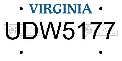 UDW5177 Virginia License Plate