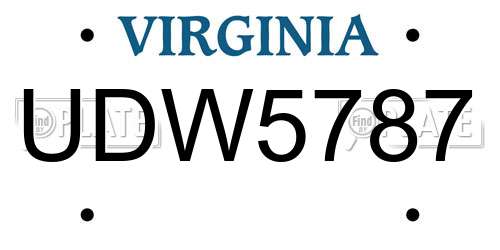 UDW5787 Virginia License Plate