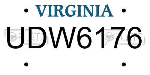 UDW6176 Virginia License Plate