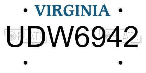 UDW6942 Virginia License Plate