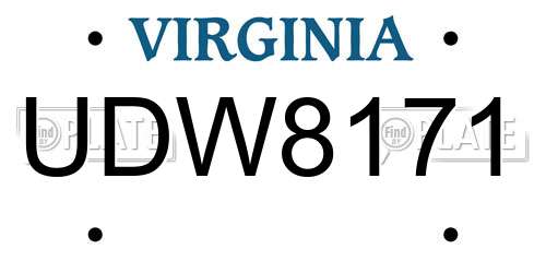 UDW8171 Virginia License Plate
