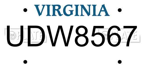 UDW8567 Virginia License Plate