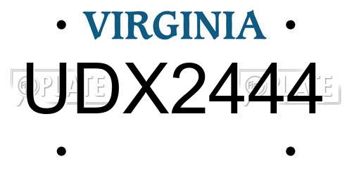 UDX2444 Virginia License Plate