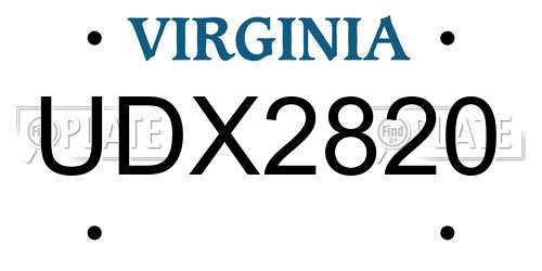 UDX2820 Virginia License Plate