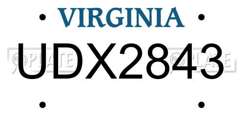 UDX2843 Virginia License Plate