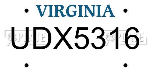 UDX5316 Virginia License Plate