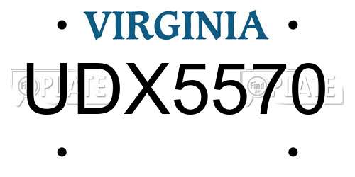 UDX5570 Virginia License Plate