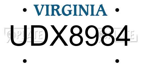 UDX8984 Virginia License Plate