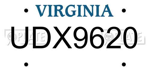 UDX9620 Virginia License Plate