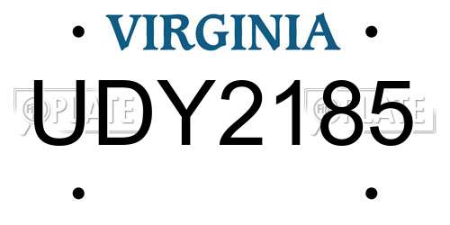 UDY2185 Virginia License Plate