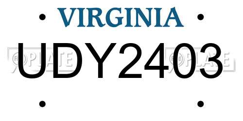 UDY2403 Virginia License Plate