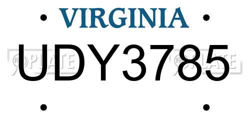 UDY3785 Virginia License Plate