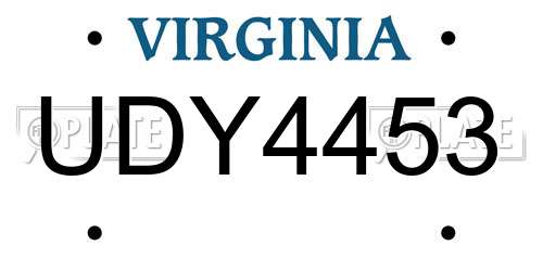UDY4453 Virginia License Plate