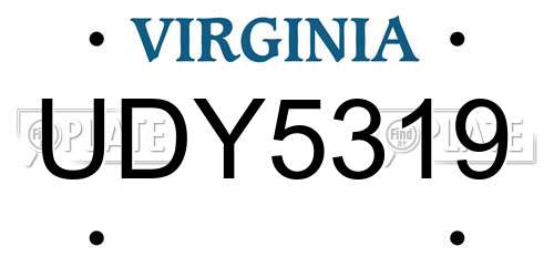 UDY5319 Virginia License Plate