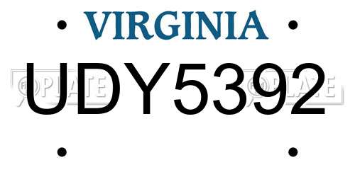 UDY5392 Virginia License Plate